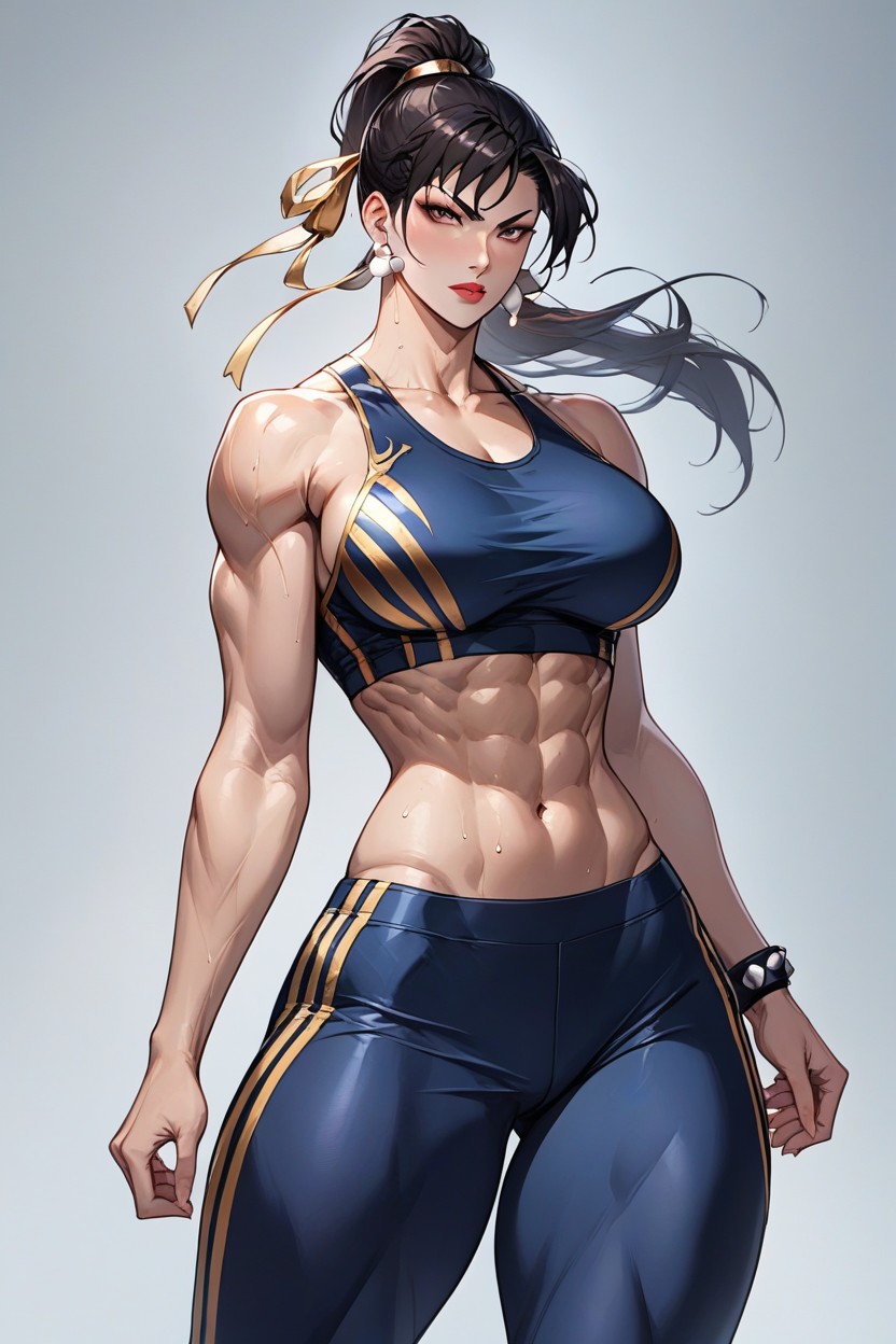 Porcelain Like Complexion, Her Body Tenses, Capable Of Generating Immense Power And Speed As She Assumes A Fighting Stance Hentai AI Porn