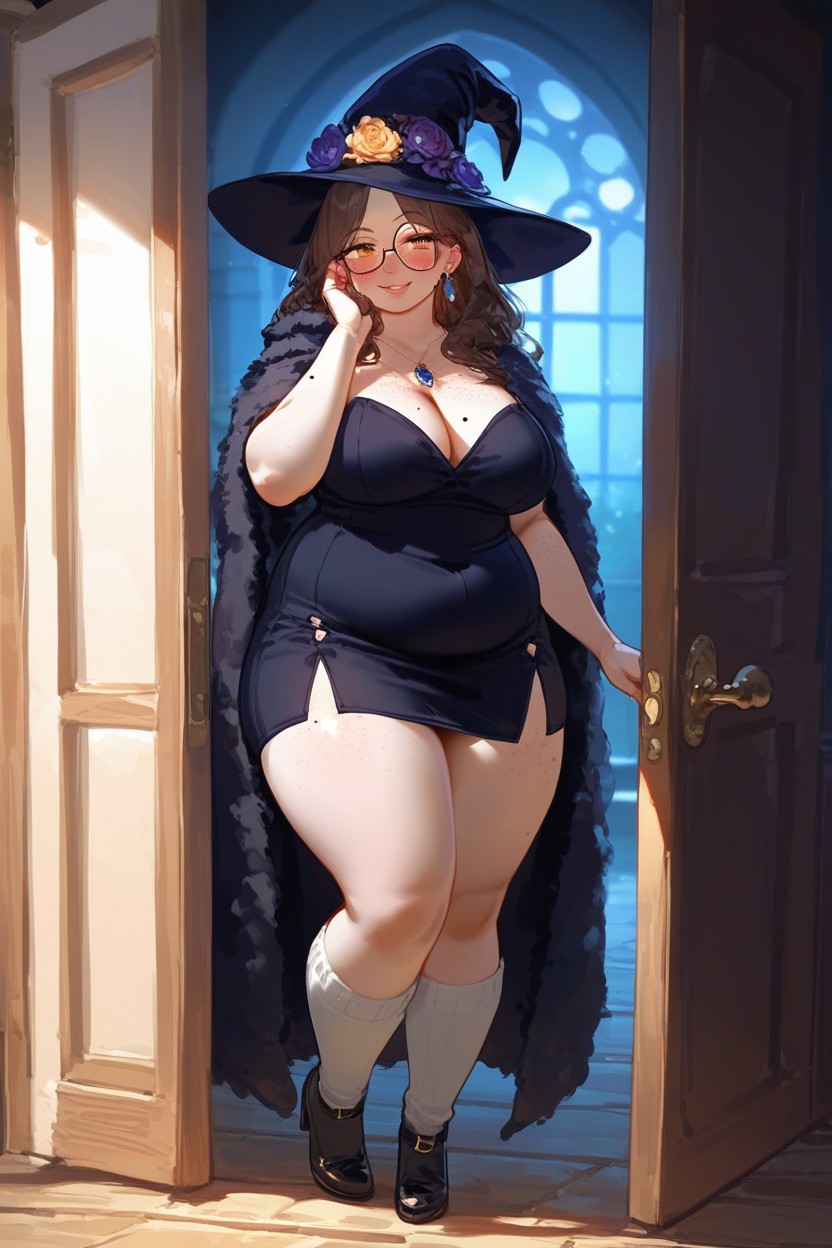 Dark Brown Hair, Perfect Eyes, Fur Coat BBW AI Porn