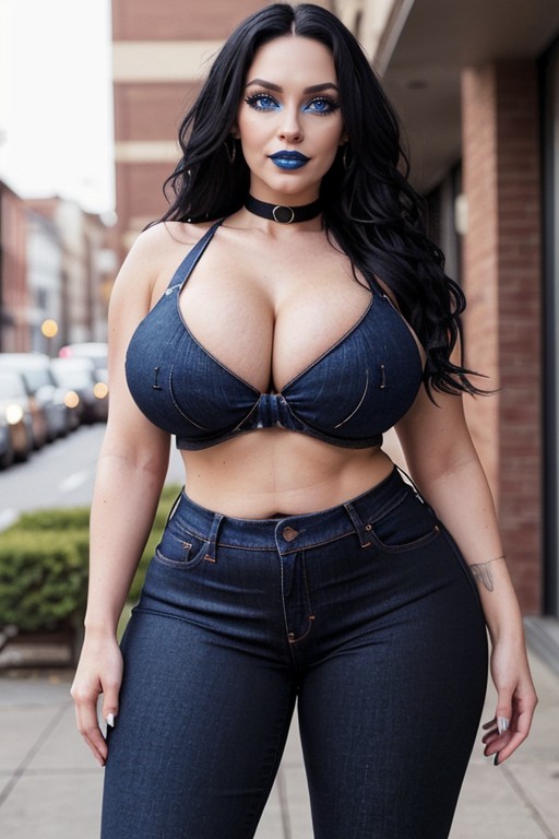 Sneakers, Blue Hair, Black Mascara AI Porn