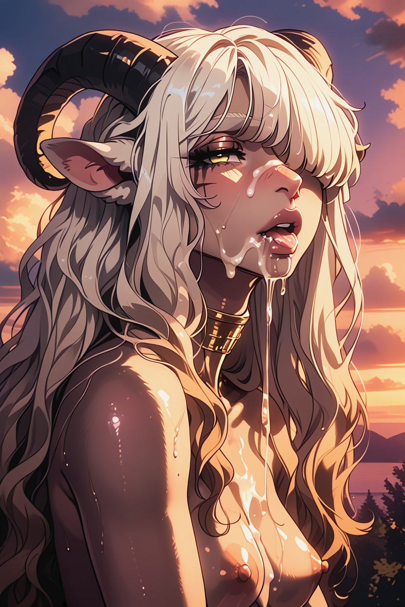18+, Drooling, White Hair Furry AI Porn