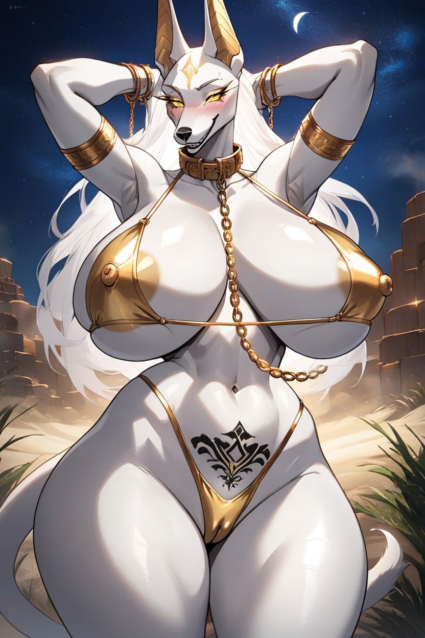 Wide Hips, Hard Nipples, White Skin Furry AI Porn