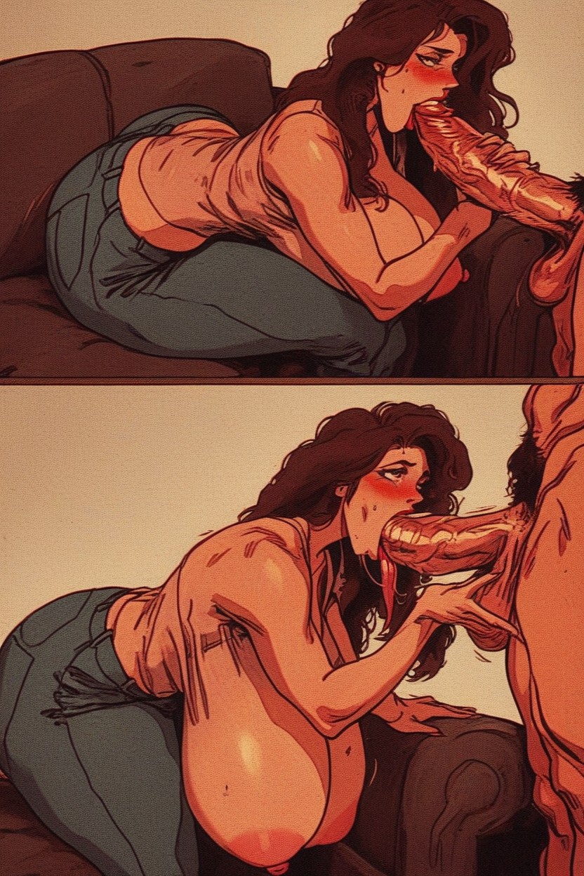 Impossibly Long Tongue, Penis Bursts Through Pants, Multiple Views AI Porn