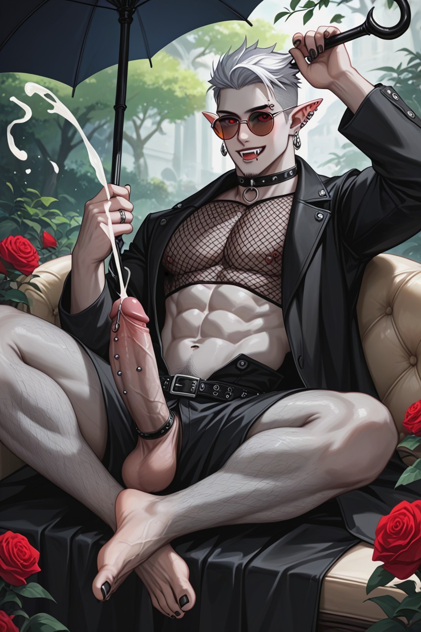 Smiling, Fangs, Pale Skin AI Gay Porn