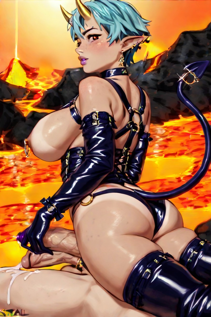 Latex Panties, Tan Skin, Penis Leaking Cum Hentai IA