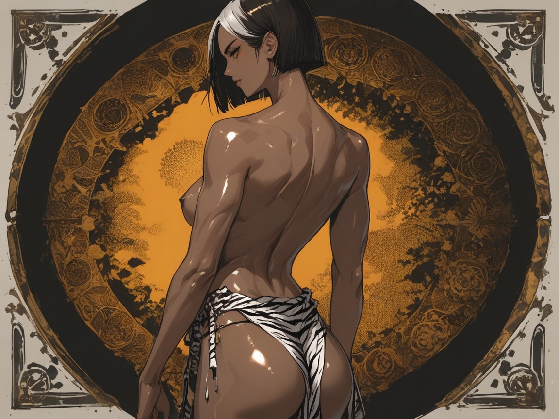 One Woman, Wearing White Tiger Print Prehistoric Clothes, Cave Location Hentai AI Porn