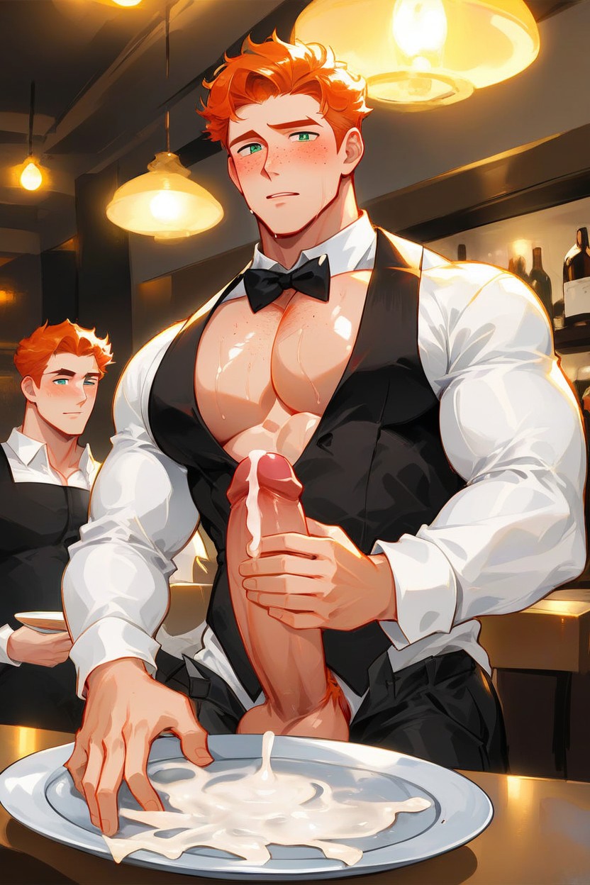Unbuttoned Shirt, Thighs, Standing ゲイAIポルノ