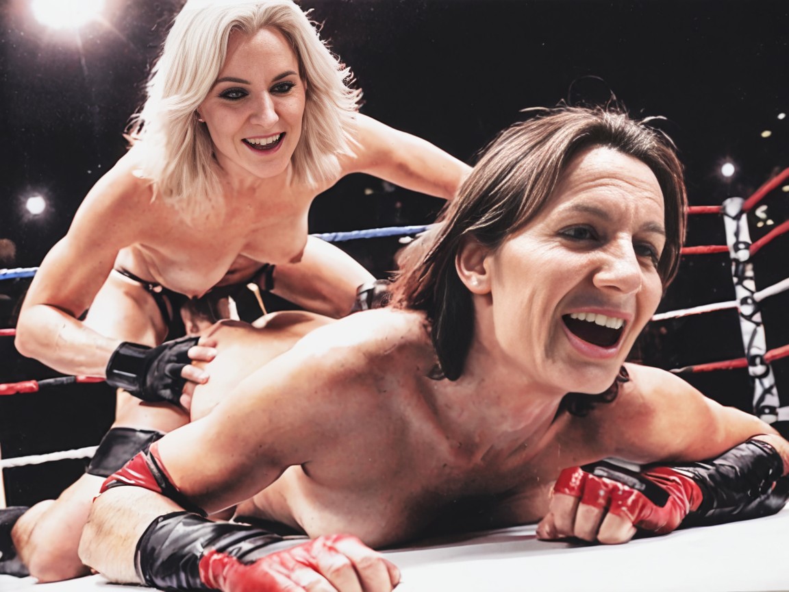 Wrestling Ring, Fingerless Gloves, Shocked AI Porn
