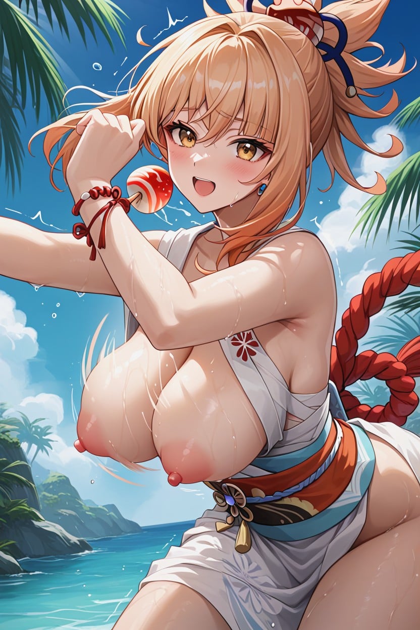 Eyebrows Raised, Boobs Bouncing, Wet Hair Hentai IA