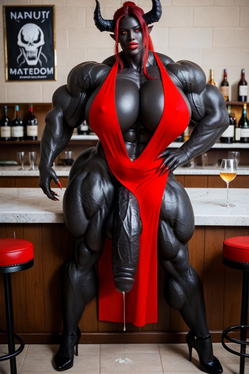 Her Cock Is A Flared Cock, Long Ponytail, Black Stiletto Heels Shemale AI Porn