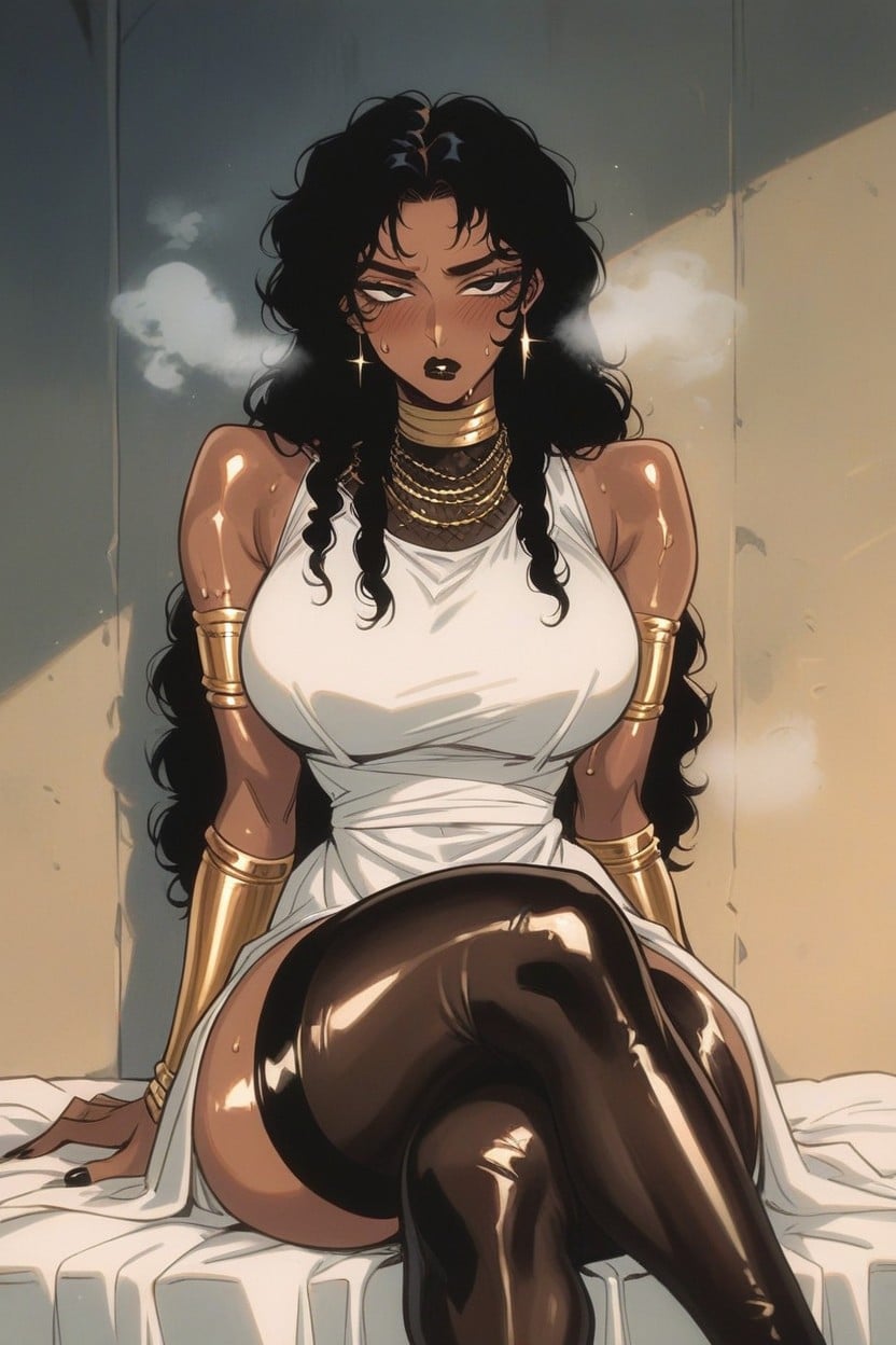 Gold Bracelets, Sweaty, Shiny Skin Hentai AI Porn