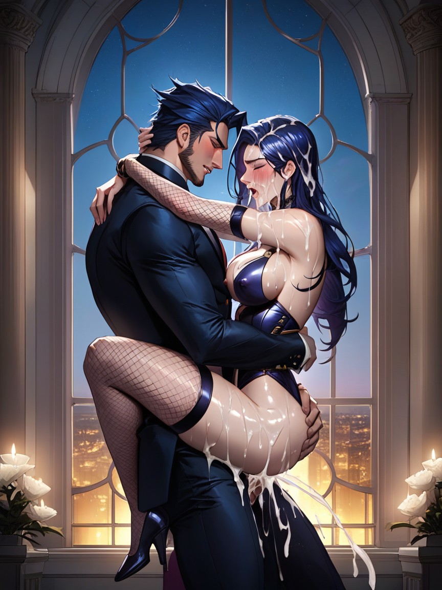 Perfect Face, Fishnet Bodystocking, 2 Personas Hentai IA