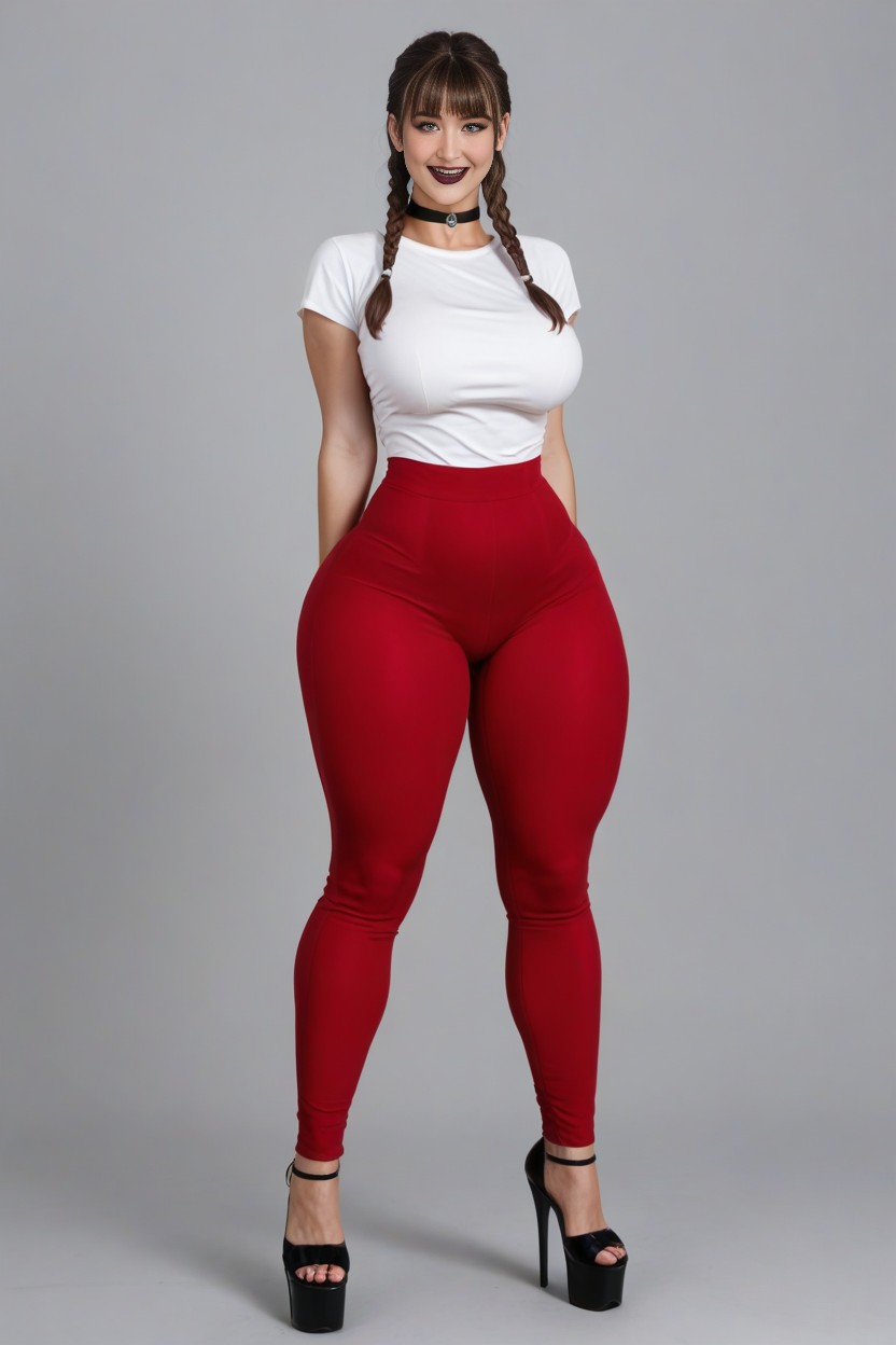 Choker, Tight Beige Long Pants, Horny AI Porn