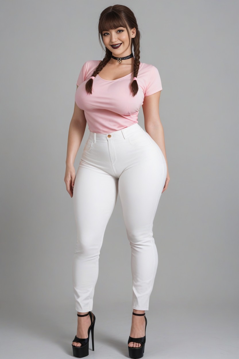 Attractive Face, Super Long Torso, Brown Eyes AI Porn