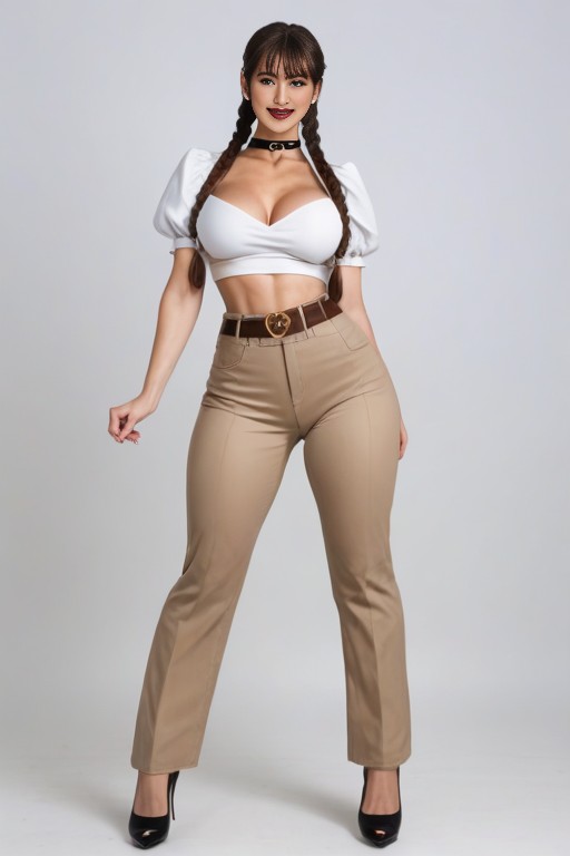 Shiny Hair, White Crop Top, Thick Eyelashes AI Porn
