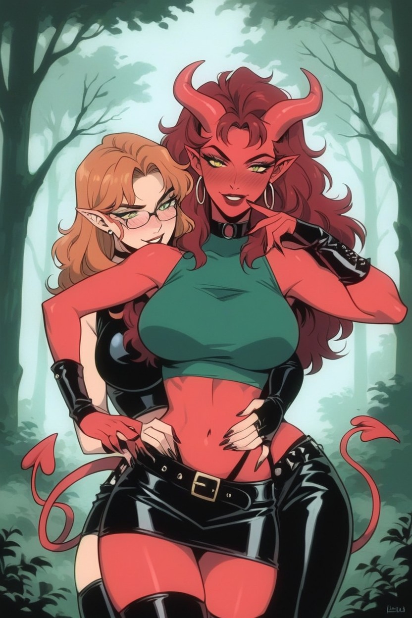 Looking At Camera, Súcubo, 2 Personas Hentai IA