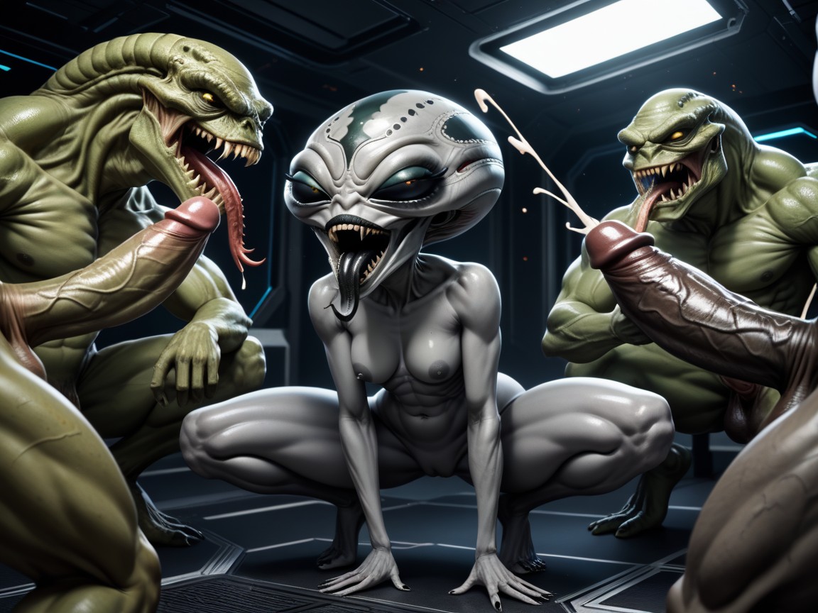 Hairless, Naked, Fully Black Sclera AI Porn