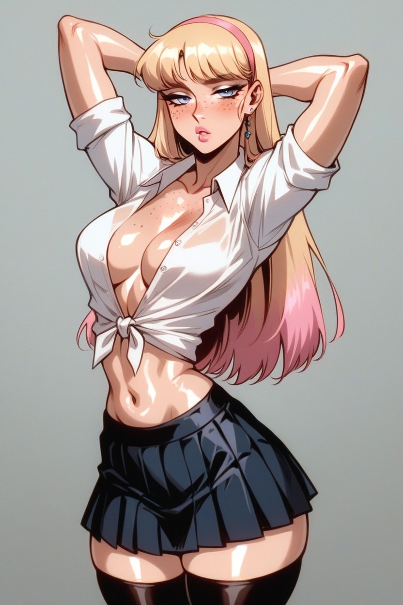Unbuttoned, Soft Skin, Waist Shot Hentai AI Porn