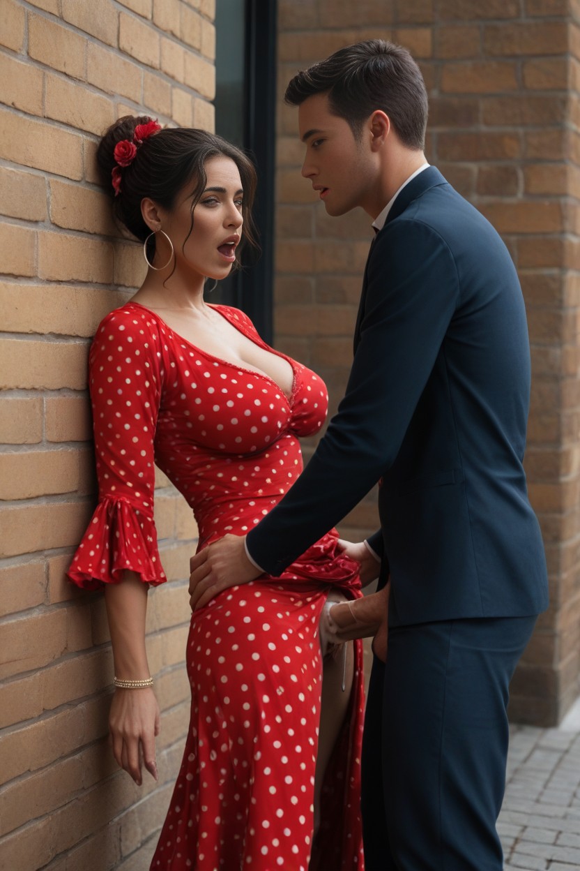 Creampie, White Man Fucking, She Is As A Giant Cock Is Powerfully Thrusted Into Her Vagina AI Porn