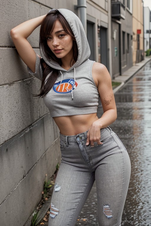 Sleeveless, Hands In Pockets, Rain AI Porn