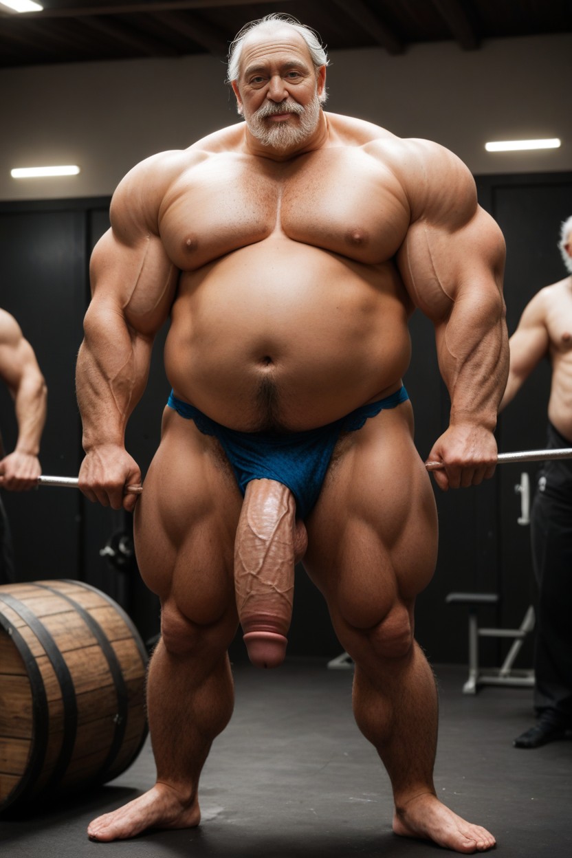 50+, Thick Neck, Flexing AI Gay Porn