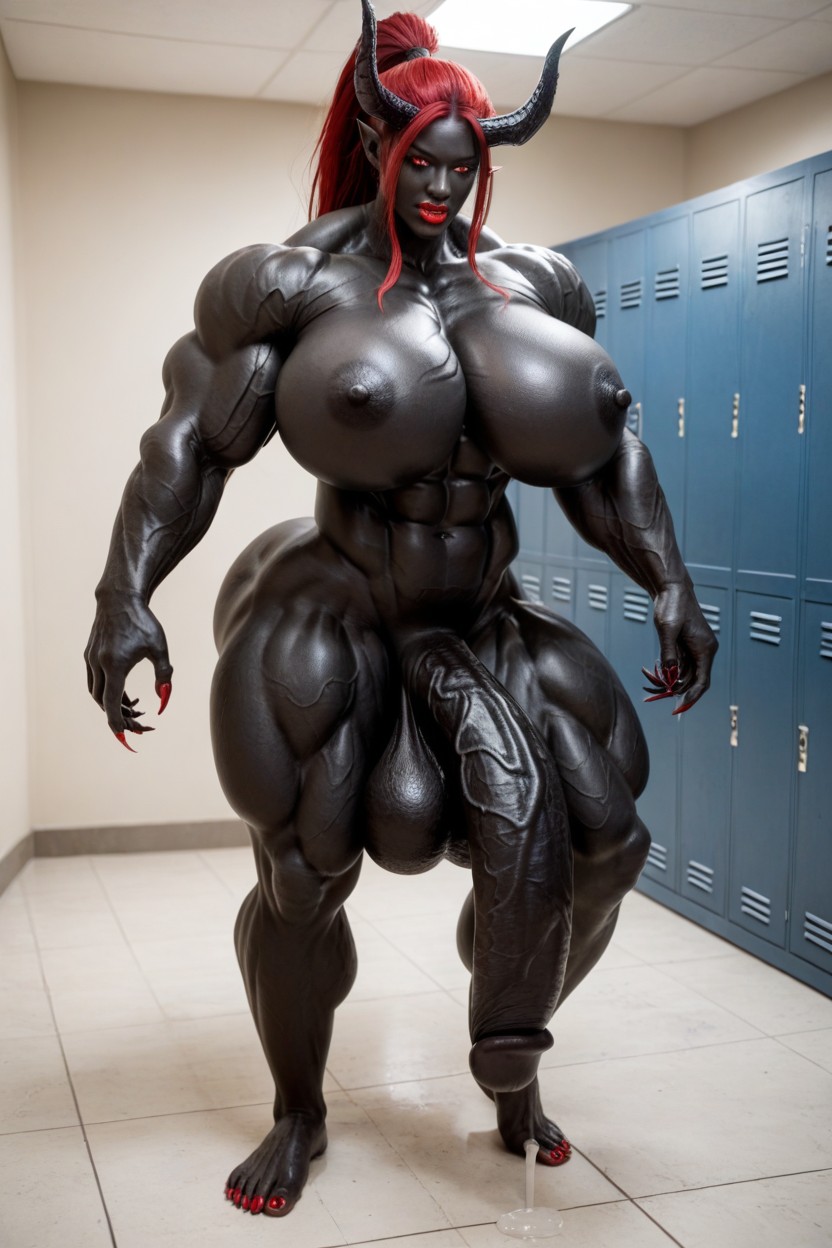 Red Nail, Hyper Black Cock Growth, Giant Body Shemale AI Porn