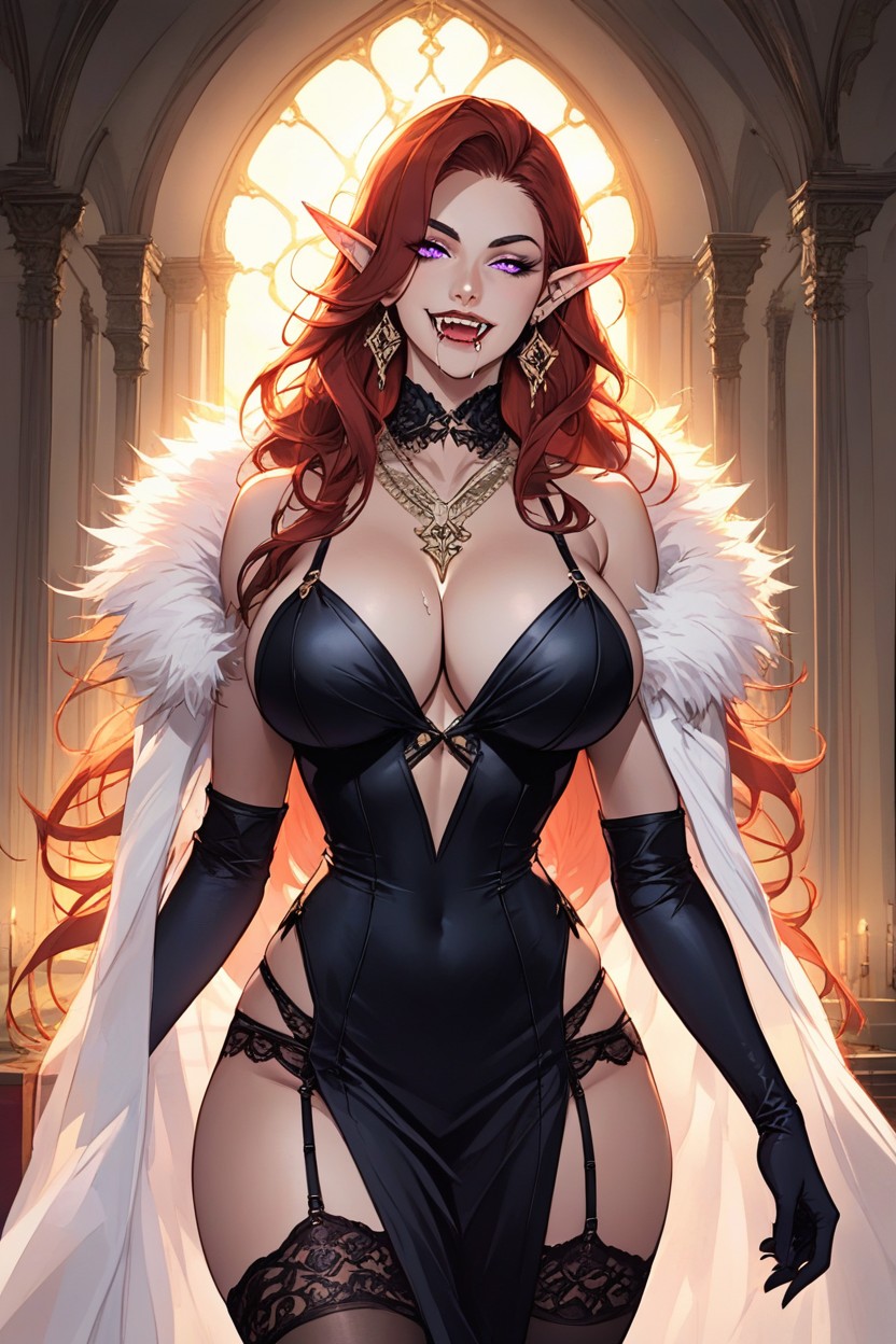 Vampire Fangs, Curvy, Full Lips AI Porn