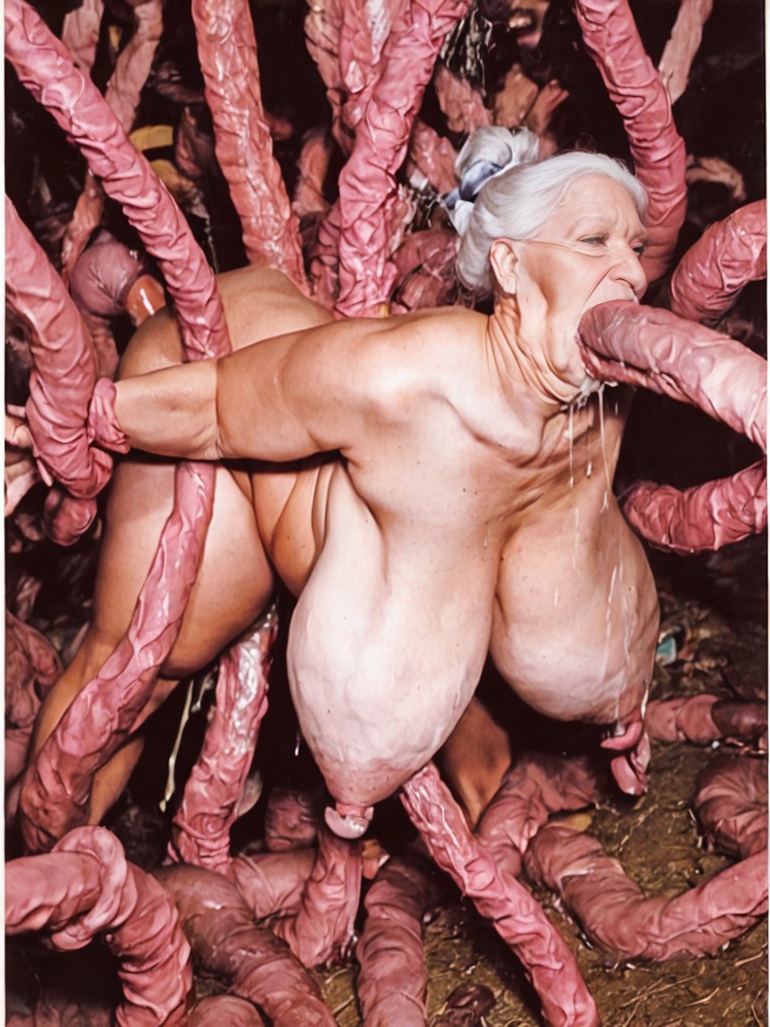Saggy Long Tits Touch The Ground, Granny, Fairer Skin AI Porn
