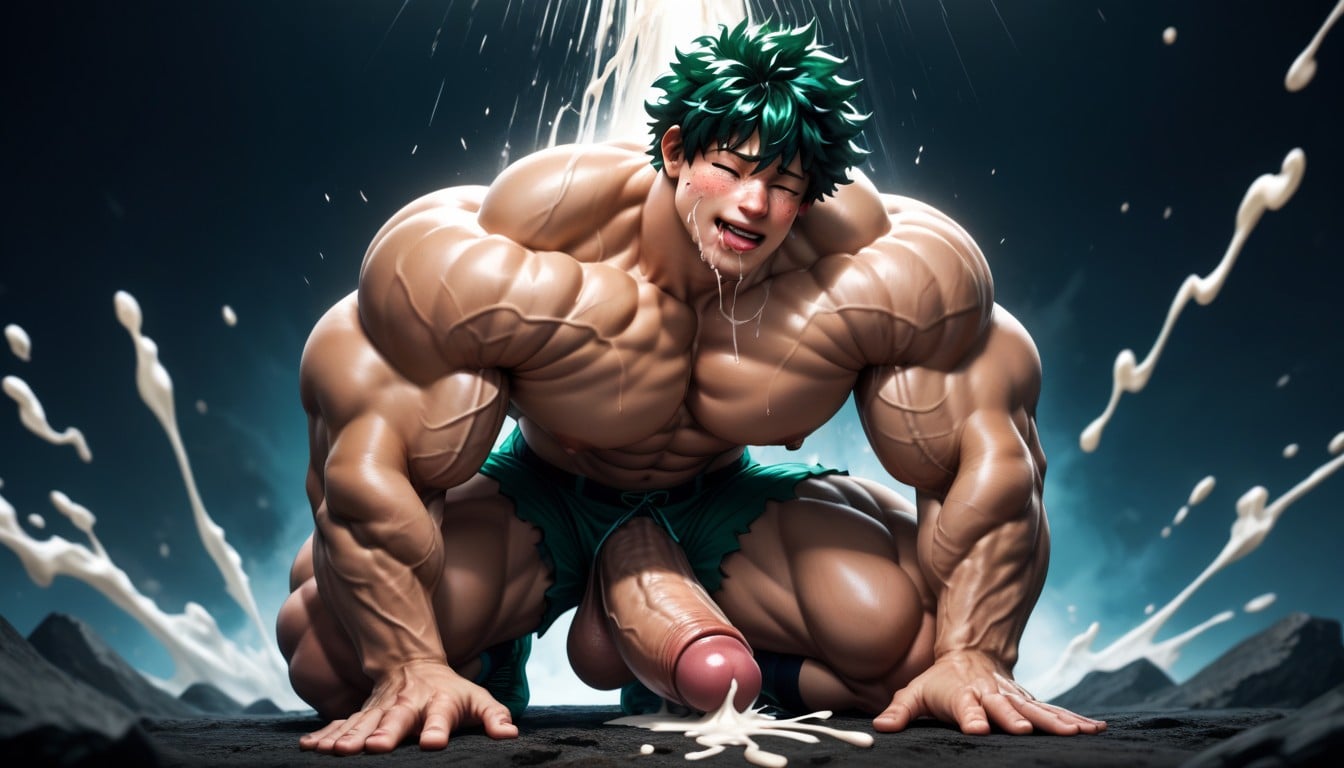 Izuku, Hyper Muscle Growth, Swelling Muscles Cock ゲイAIポルノ