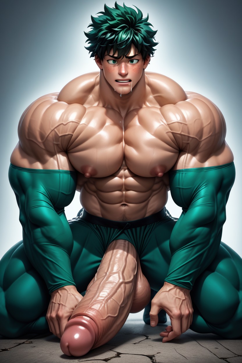 Swelling Muscles Cock, On Hands And Knees, Gigantic Testicles ゲイAIポルノ