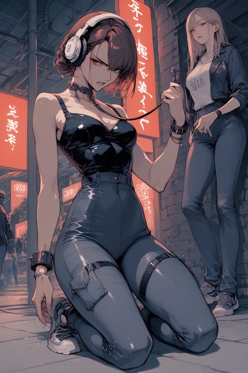 Cyber Wrist Bracelet, Angry, Neck Collar Brace Hentai AI Porn