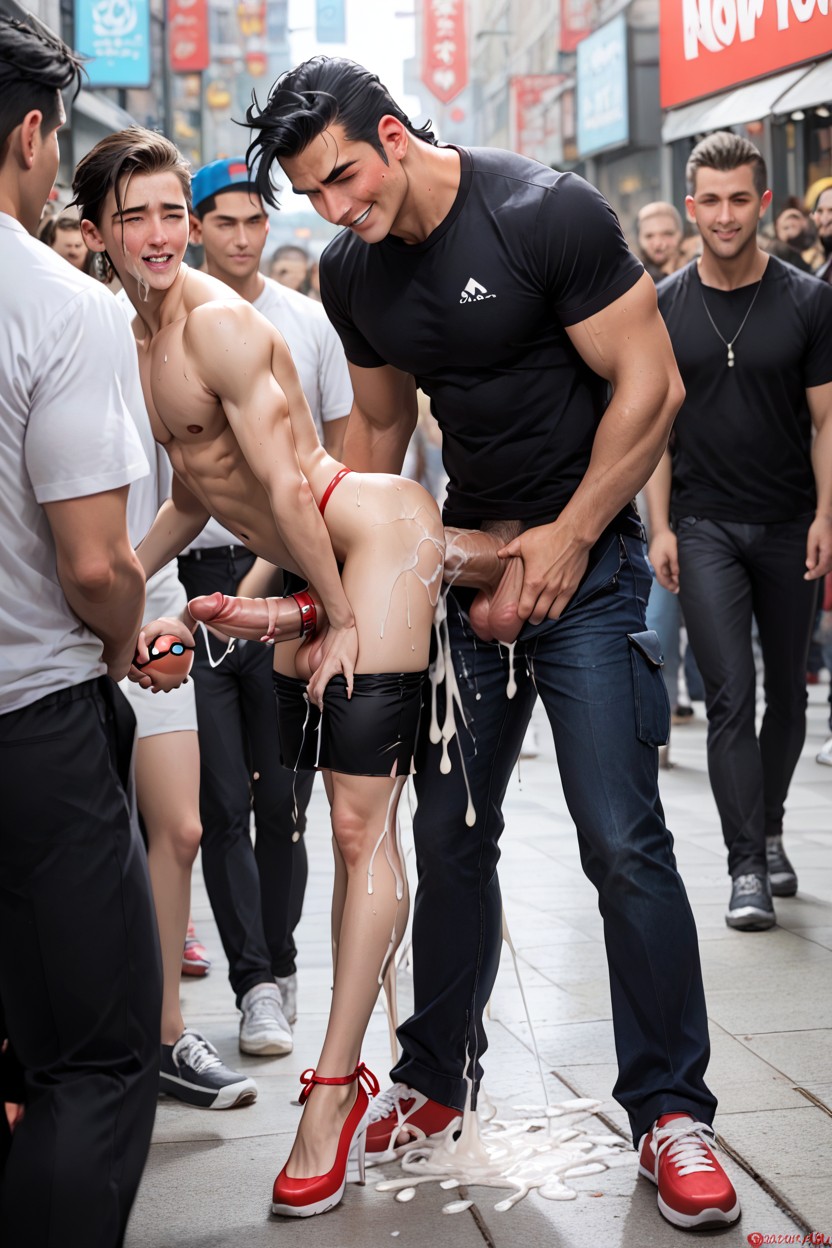 Shaking, Chastity Cage, Motion Blur Pornografia gay com IA