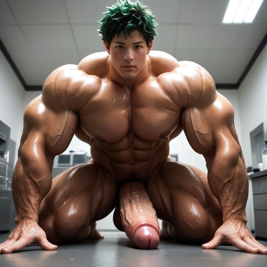 Hyper Muscle Growth, Gigantic Testicles, Bodybuilder AI Gay Porn