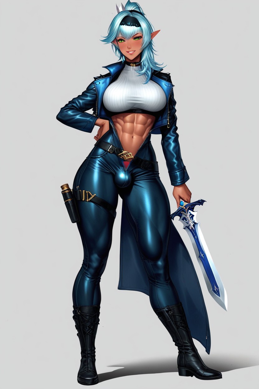 Long Legs, 18+, Sword In Hand Shemale AI Porn
