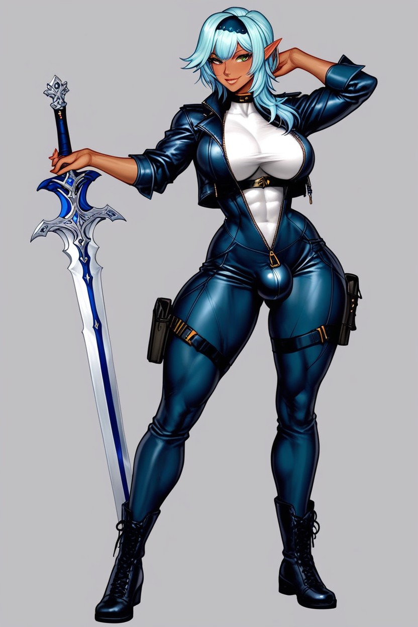 Green Eyes, Hessian Boots, Big Breast Shemale AI Porn