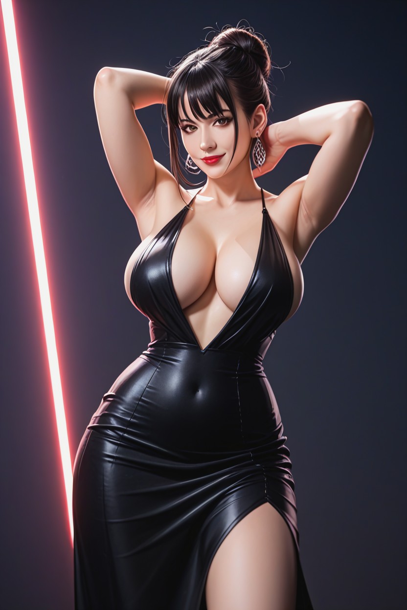 Front View, Happy, Navel Visible AI Porn