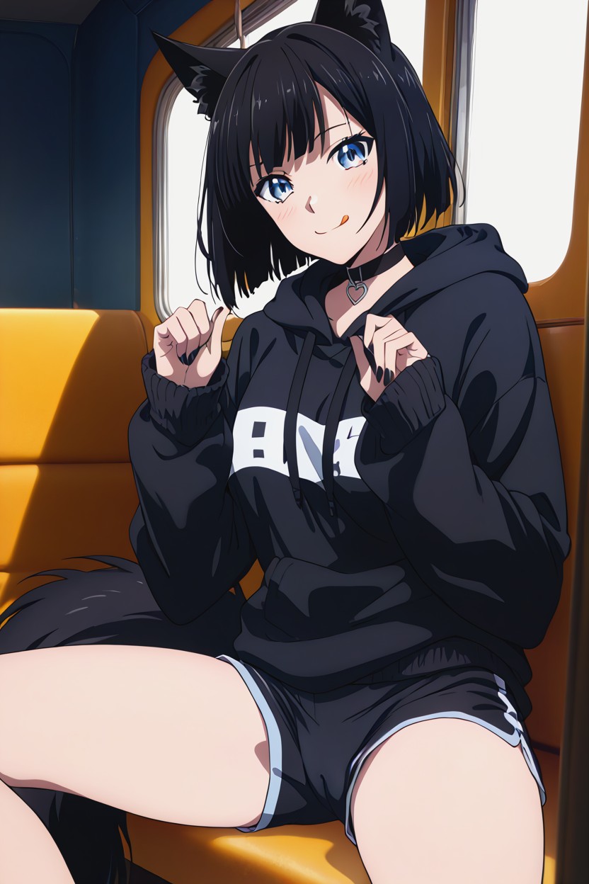 Camel Toe, Black Hair, Tongue Out AI Porn