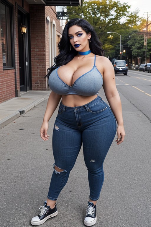 Long Wavy Hair, Sneakers, Botox Lips AI Porn