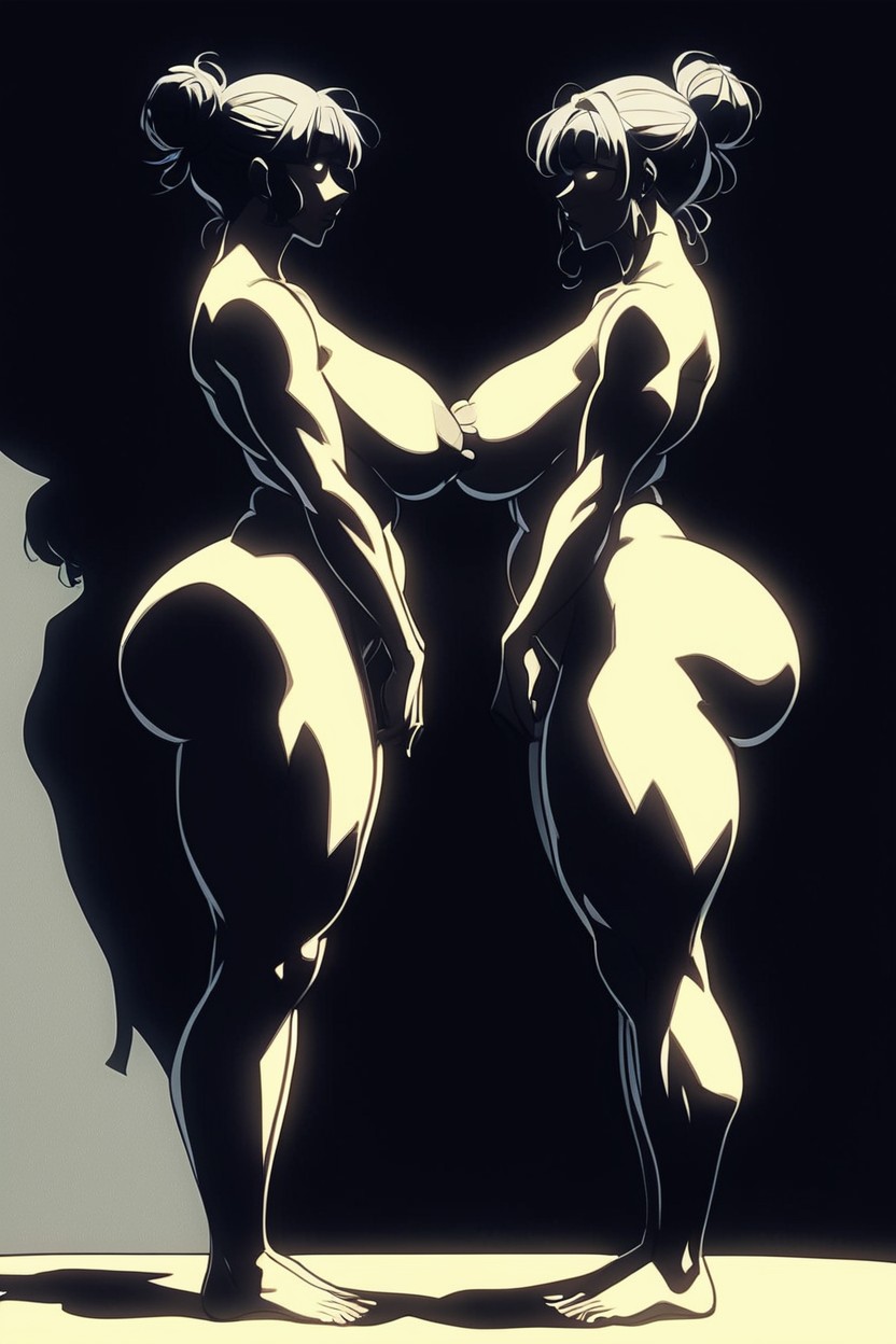 Naked, Side View, Backlit Hentai IA