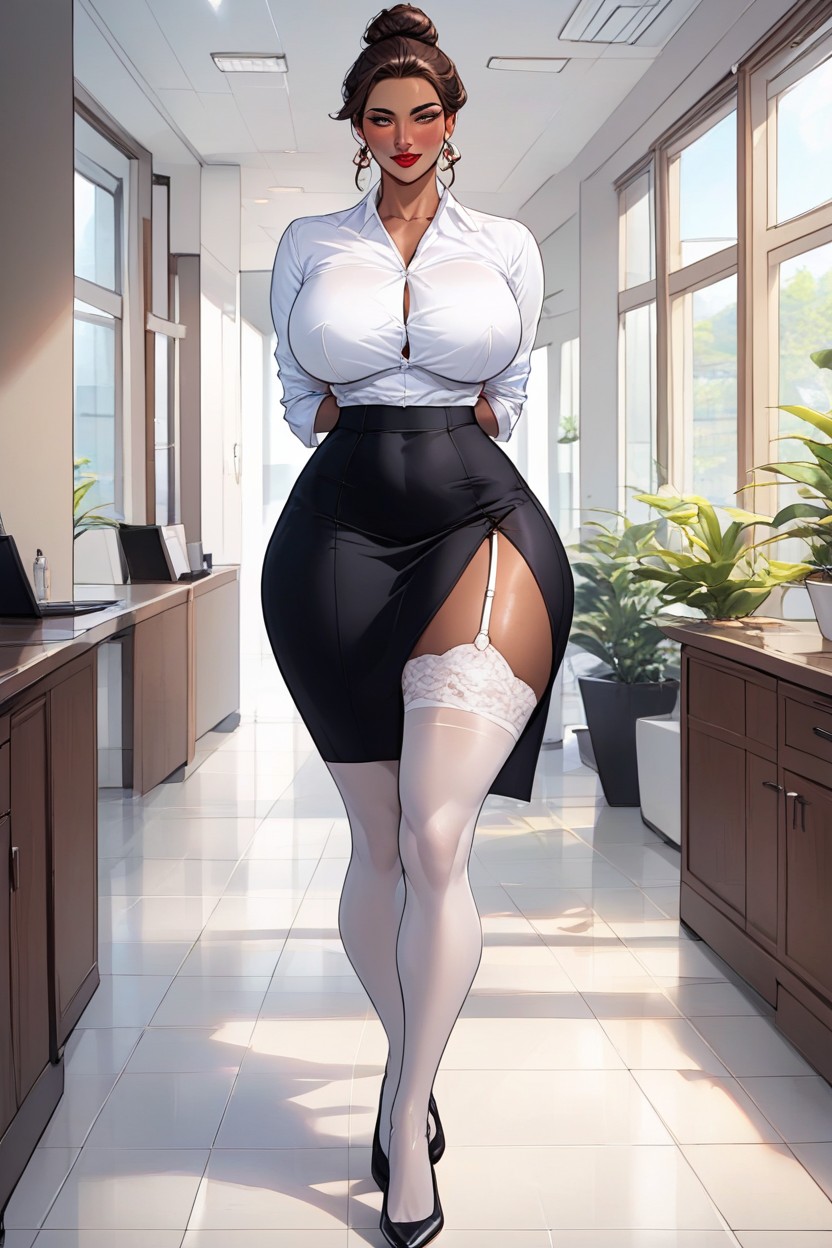 Brown Shiny Eyes, Arms Behind Back, Sexy Latina Hentai AI Porn