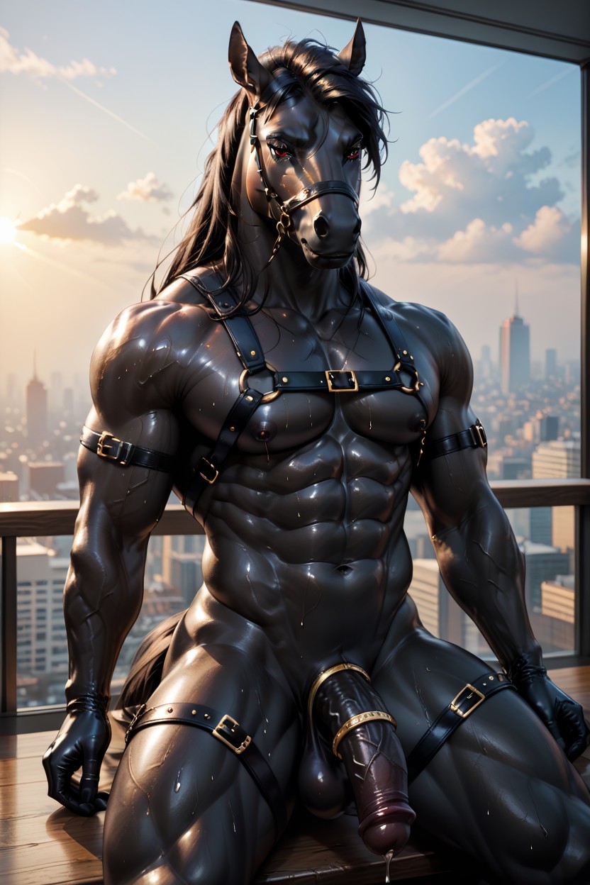 Flacid Cock, Black Hair, Steam Furry AI Porn
