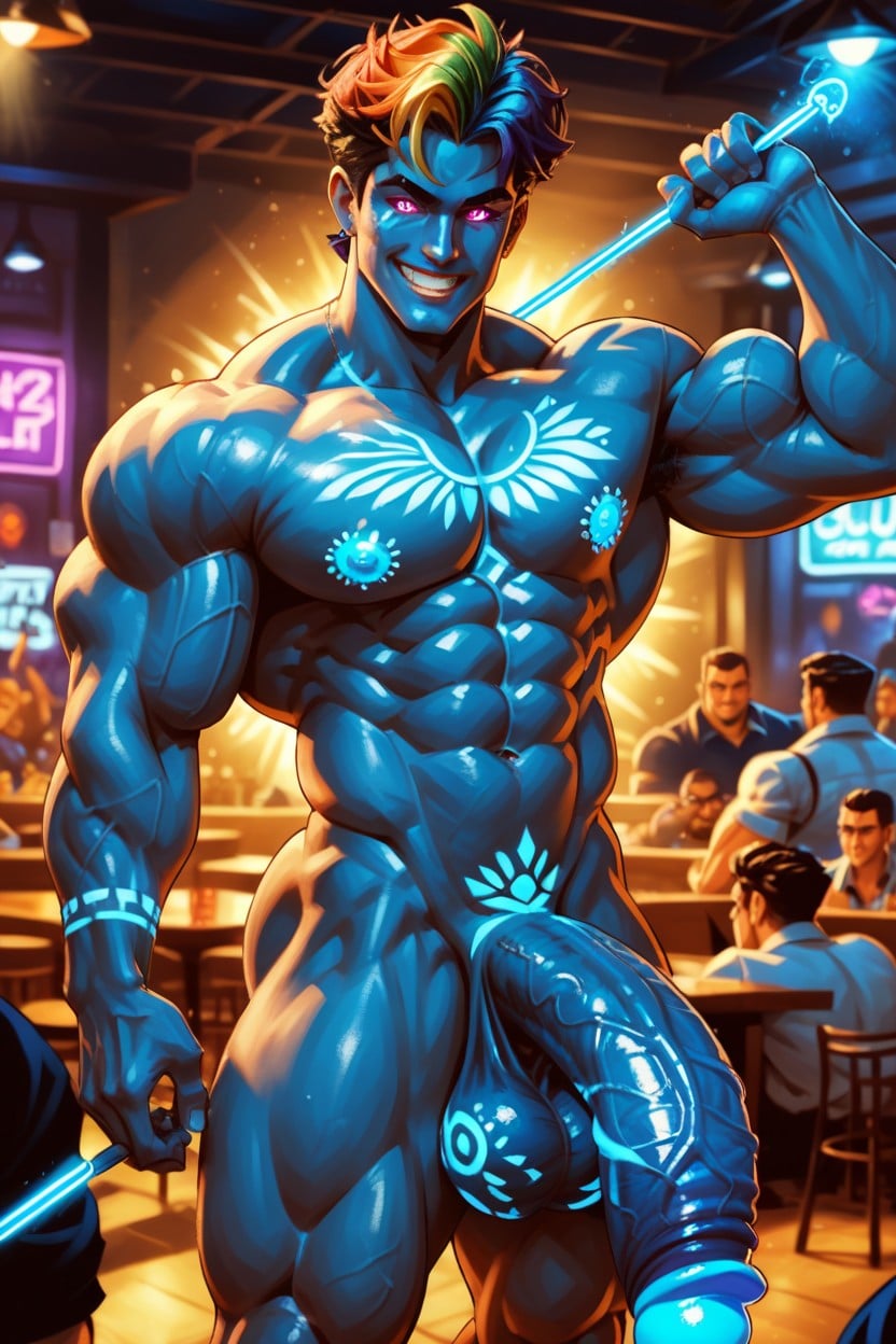 Rainbow Hair, Glowing Handprint On Ass, Fit ゲイAIポルノ