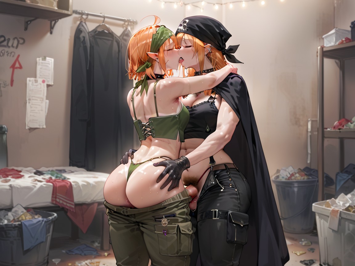 Hairy, Crop Top, Pechos Pequeños Hentai IA