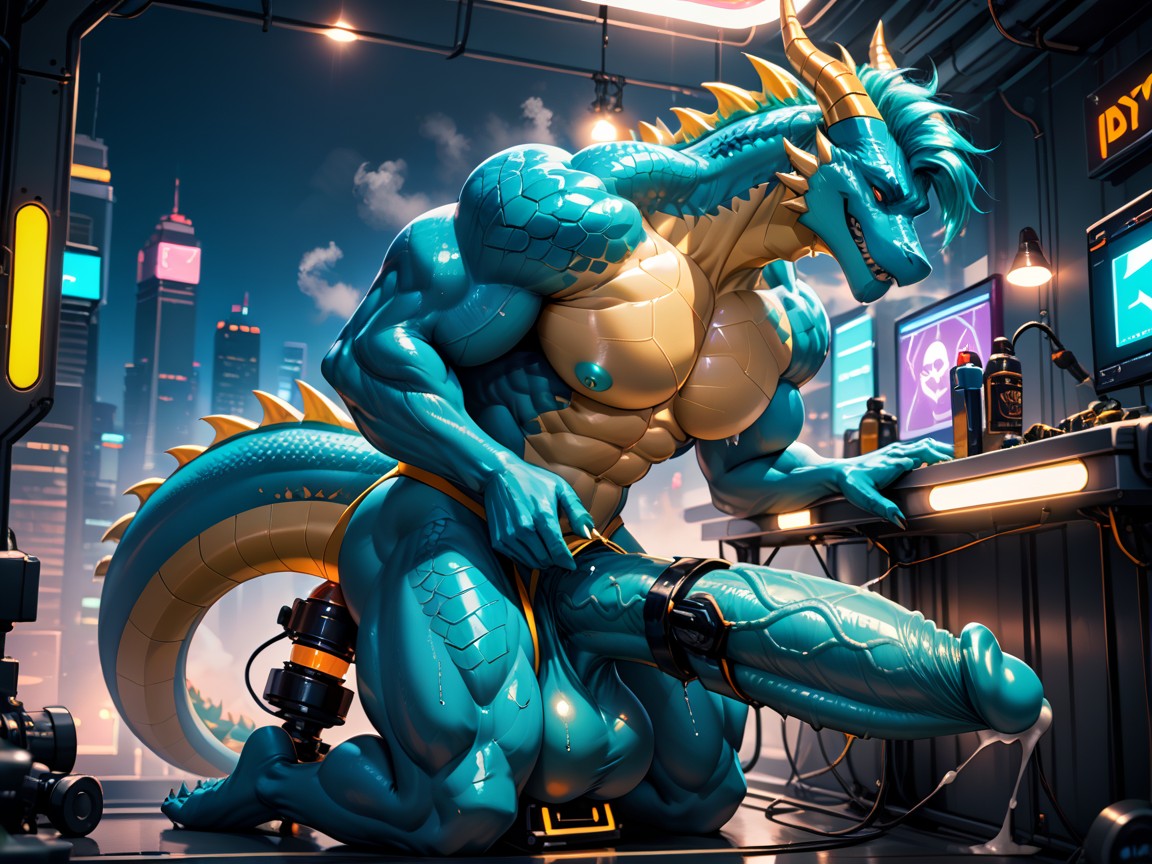 Motion Lines, Extremely Muscular, Gay Furry AI Porn