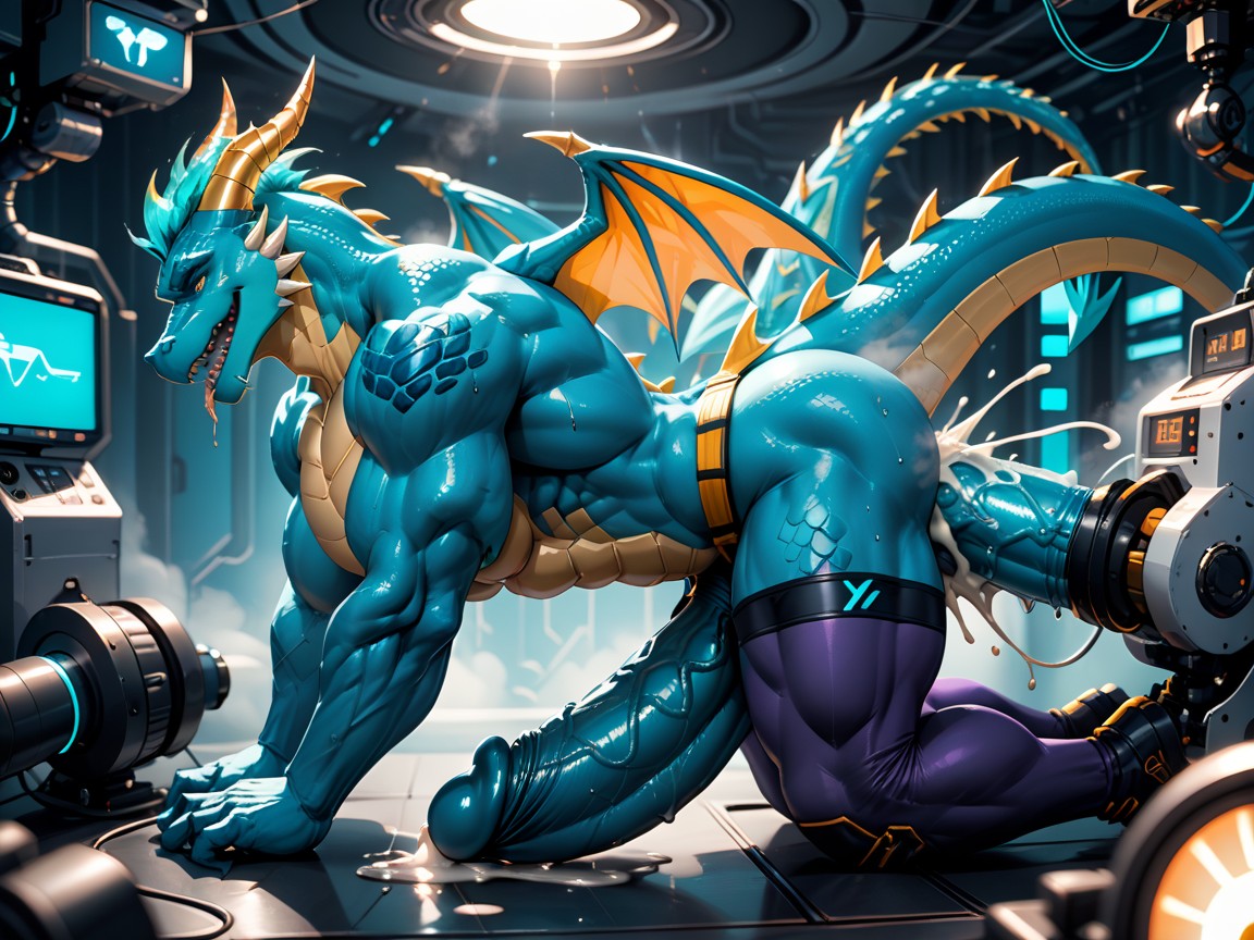 Dildos All Around, Turquoise Nipples, Motion Lines Furry AI Porn