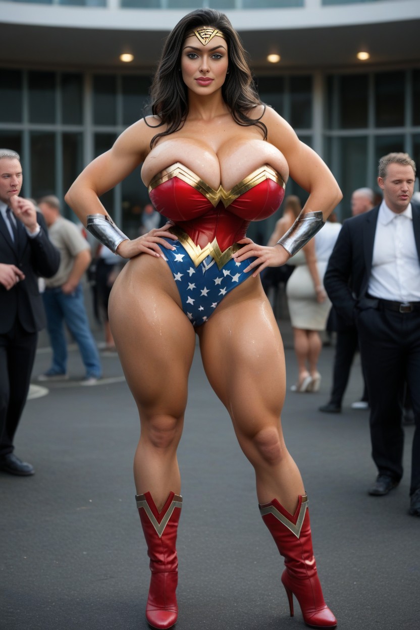 Wonder Woman Boots, 18+, Excessively Bulging Cleavage AI Porn