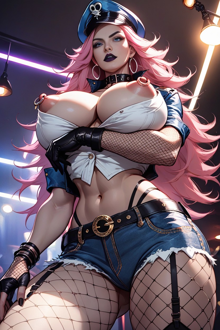 Jean Jacket, Black Lips, Waist Shot AI Porn