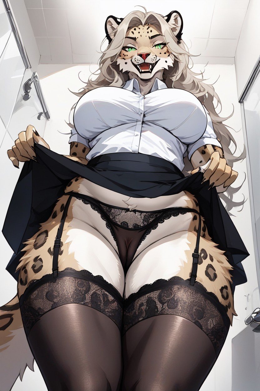 Milking Machine, Wolfcut, Showing Panties Furry AI Porn