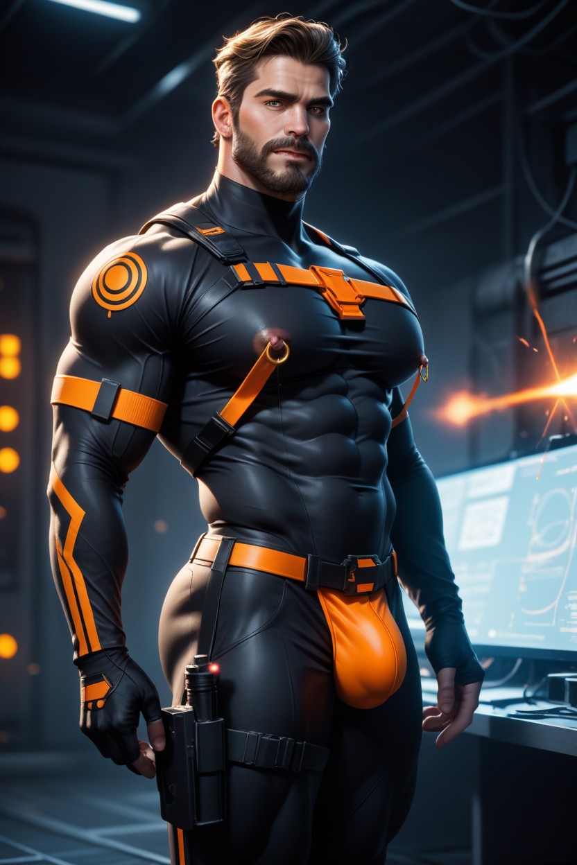 Photorealistic, Laser Gun, Model Pose AI同性恋黄片