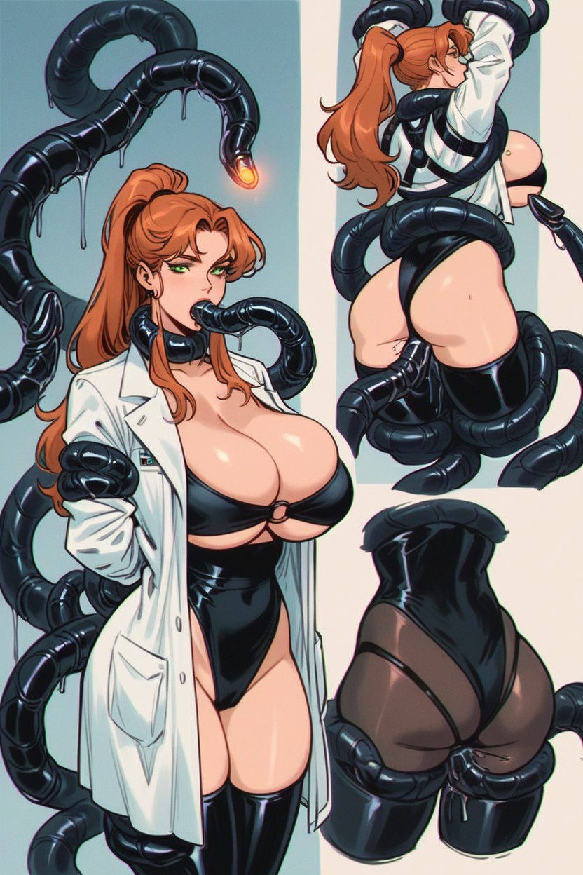 Arms Behind Back, Mechanical Tentacle Blowjob, Mechanical Tentacle In Pussy Hentai AI Porn