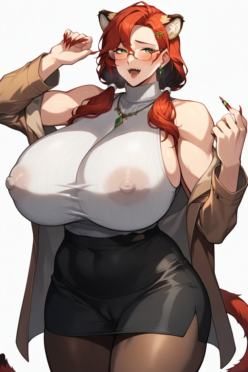 Sabertooth Ears, 30+, Green Eyes Porno IA Hentai